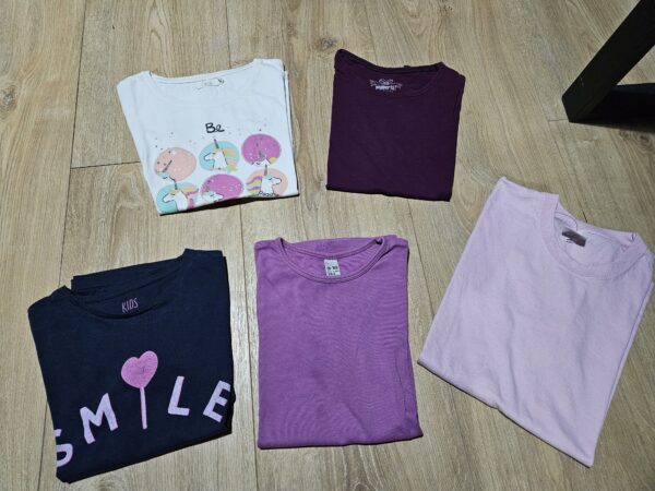 20260517_175351 Lote 5 camisetas niña 8-10 años 🌸 Unicornio, básicas y colores pastel | Sfera, Pepperts, Fruit of the Loom